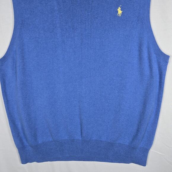 Polo Ralph Lauren Sweater Vest Mens XL Blue Pima Cotton V Neck Knit Pullover - Picture 4 of 10